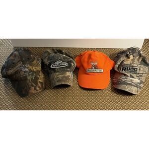 Hunters Camo Caps Lot Of 4, Orange, Realtree, Buckmasters Caps